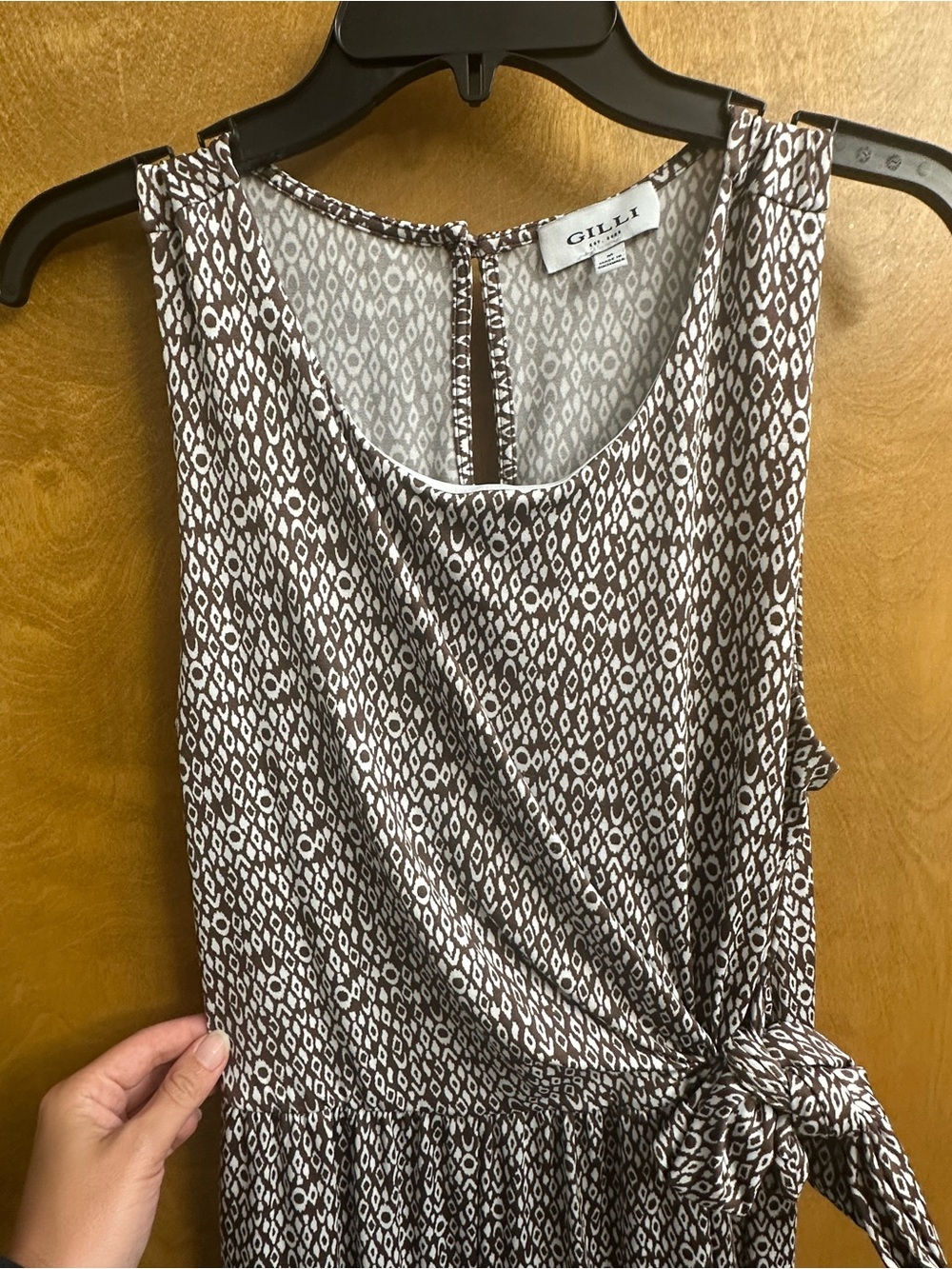 Gilli Brown & White Printed Sleeveless Tie-Waist Jumpsuit
